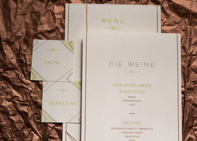 Individuelle Hochzeits-Papeterie Hannover | Fächer Programmheft Menü Tagesablauf Tischkarten